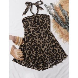 SHEIN Leopard Halter Romper